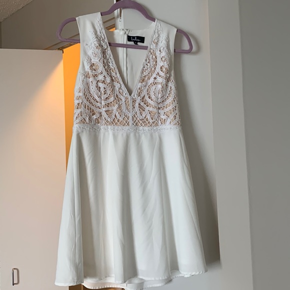 Lulus Florentino White Crochet Lace Skater Dress size M - Picture 1 of 3